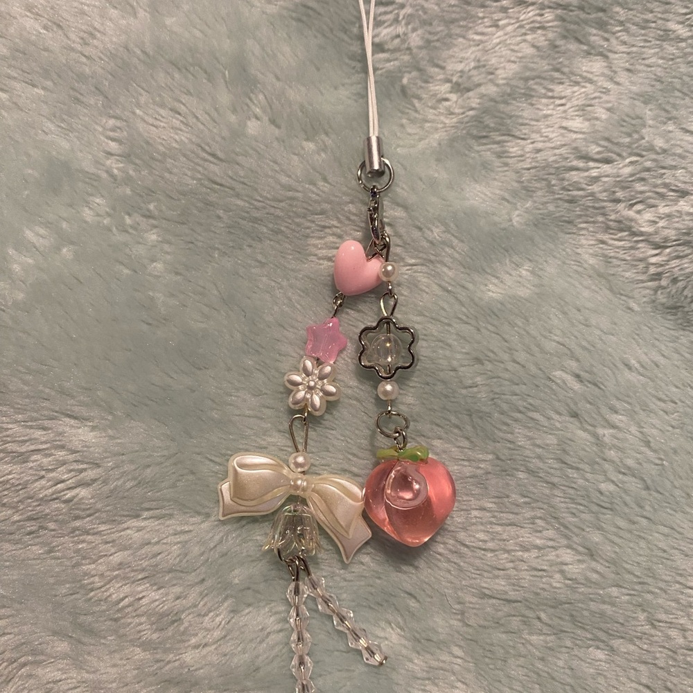 Pink and White bow Charm
